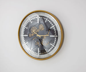 Zeugma London Large Wall Clock - Elegant Gold Frame, Antique Bronze Skeleton Design, Timeless Sophistication   23cf274