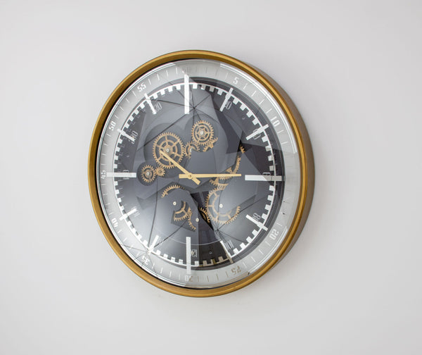 Zeugma London Large Wall Clock - Elegant Gold Frame, Antique Bronze Skeleton Design, Timeless Sophistication   23cf274