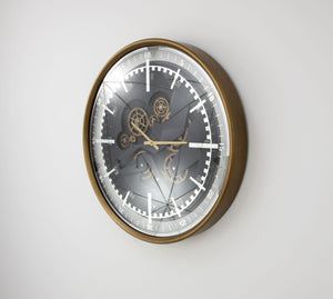 Zeugma London Large Wall Clock - Elegant Gold Frame, Antique Bronze Skeleton Design, Timeless Sophistication   23cf274