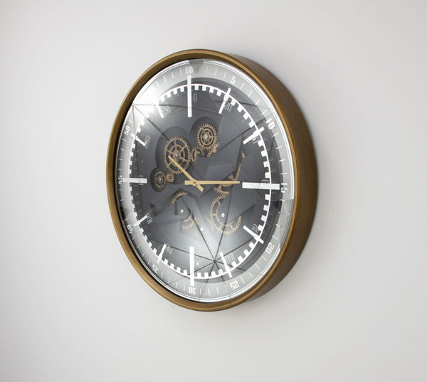 Zeugma London Large Wall Clock - Elegant Gold Frame, Antique Bronze Skeleton Design, Timeless Sophistication   23cf274