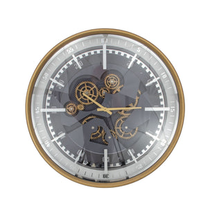 Zeugma London Large Wall Clock - Elegant Gold Frame, Antique Bronze Skeleton Design, Timeless Sophistication   23cf274
