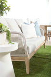 Essentials for Living Loom Outdoor 79" Sofa 6817-3.WTA/PUM/GT Taupe & White Flat Rope, Performance Pumice, Gray Teak