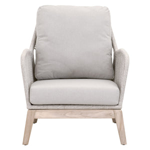 Essentials for Living Loom Outdoor Club Chair 6817.WTA/PUM/GT Taupe & White Flat Rope, Performance Pumice, Gray Teak