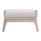 Essentials for Living Loom Outdoor Footstool 6817FS.WTA/PUM/GT Taupe & White Flat Rope, Performance Pumice, Gray Teak