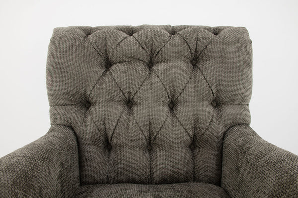 Zeugma Lori Luxe Mocha Velvet Armchair With Spring Coil Support, Tufted Design & Stylish Black Legs   Nc6050 Lori