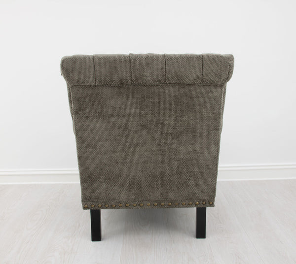 Zeugma Lori Luxe Mocha Velvet Armchair With Spring Coil Support, Tufted Design & Stylish Black Legs   Nc6050 Lori