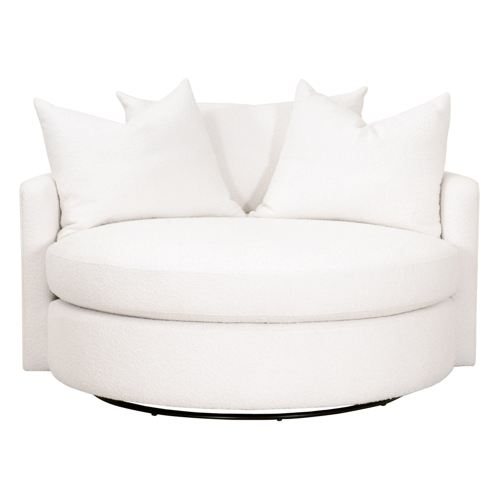 Essentials for Living Lourne Grand Swivel Sofa Chair 6644.BOU-SNO Performance Boucle Snow