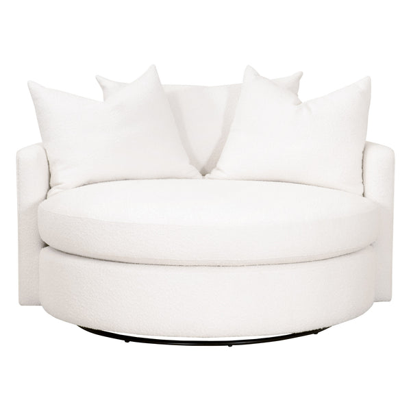 Essentials for Living Lourne Grand Swivel Sofa Chair 6644.BOU-SNO Performance Boucle Snow