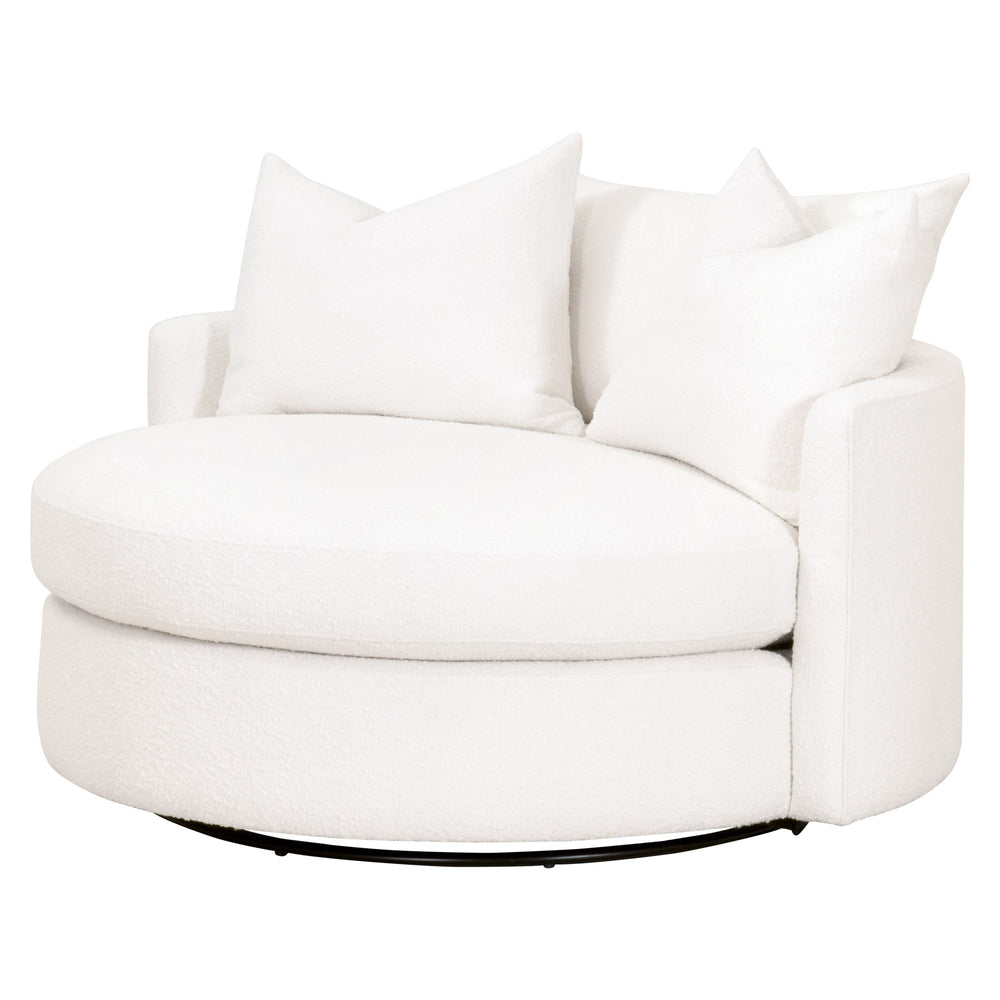 Essentials for Living Lourne Grand Swivel Sofa Chair 6644.BOU-SNO Performance Boucle Snow
