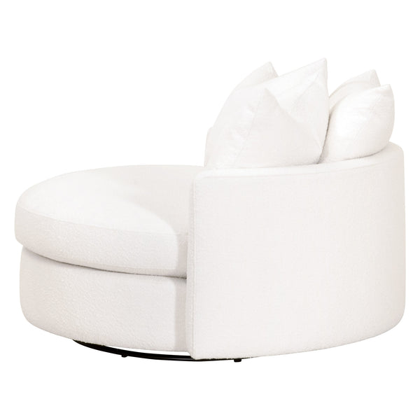Essentials for Living Lourne Grand Swivel Sofa Chair 6644.BOU-SNO Performance Boucle Snow