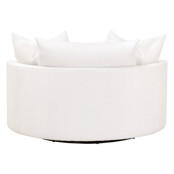 Essentials for Living Lourne Grand Swivel Sofa Chair 6644.BOU-SNO Performance Boucle Snow
