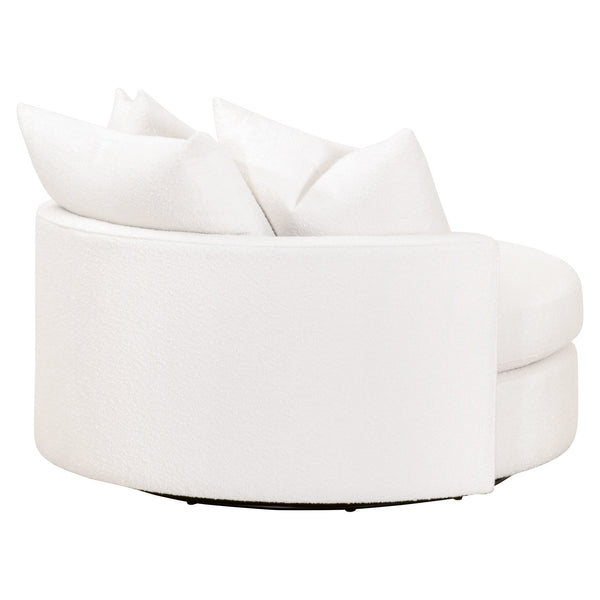 Essentials for Living Lourne Grand Swivel Sofa Chair 6644.BOU-SNO Performance Boucle Snow