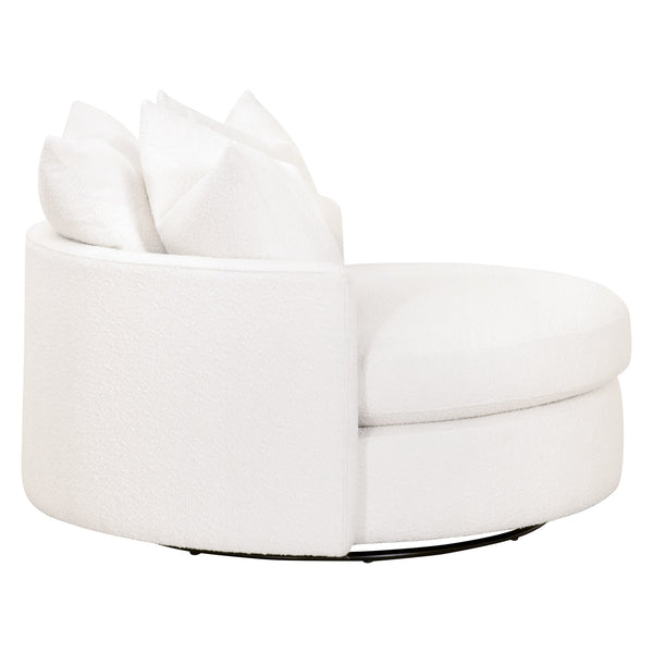 Essentials for Living Lourne Grand Swivel Sofa Chair 6644.BOU-SNO Performance Boucle Snow