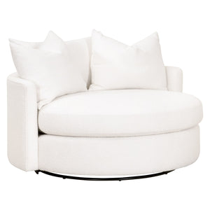 Essentials for Living Lourne Grand Swivel Sofa Chair 6644.BOU-SNO Performance Boucle Snow