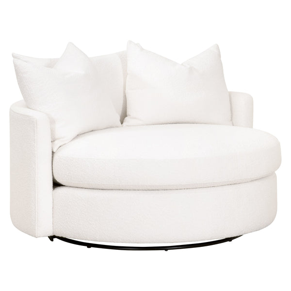Essentials for Living Lourne Grand Swivel Sofa Chair 6644.BOU-SNO Performance Boucle Snow