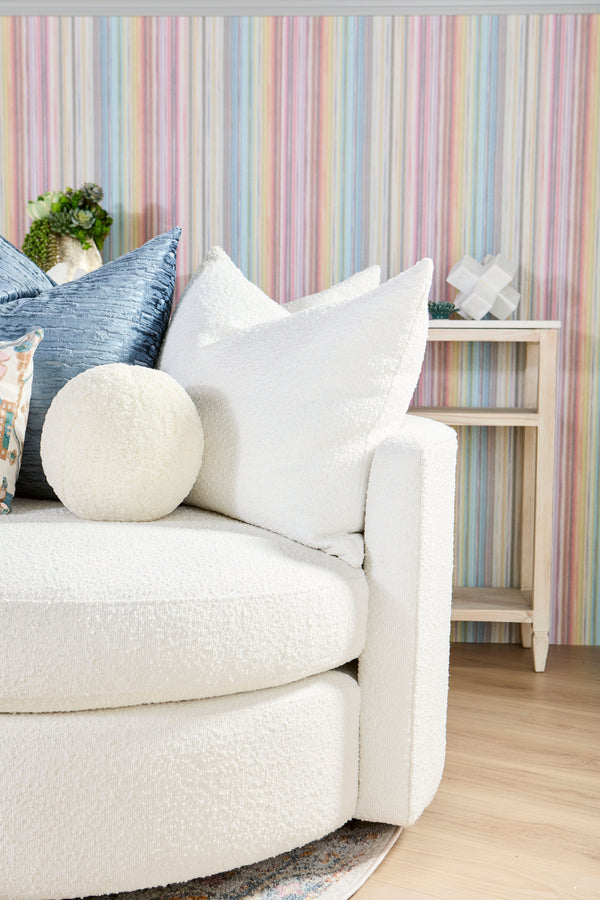 Essentials for Living Lourne Grand Swivel Sofa Chair 6644.BOU-SNO Performance Boucle Snow