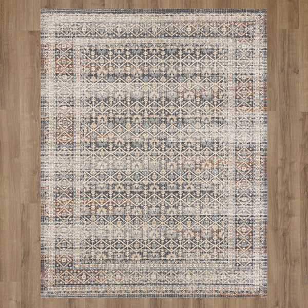 Karastan Rugs Zula Luanda Machine Woven Printed Polyester Area Rug Slate 8' x 10'