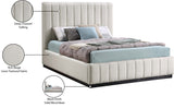 Lucia Beige Linen Textured Fabric Queen Bed LuciaBeige-Q Meridian Furniture