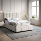 Lucia Beige Linen Textured Fabric Twin Bed LuciaBeige-T Meridian Furniture