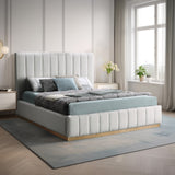 Lucia Cream Linen Textured Fabric King Bed LuciaCream-K Meridian Furniture