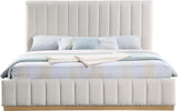 Lucia Cream Linen Textured Fabric King Bed LuciaCream-K Meridian Furniture