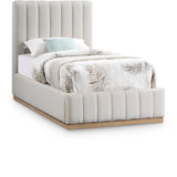 Lucia Cream Linen Textured Fabric Twin Bed LuciaCream-T Meridian Furniture