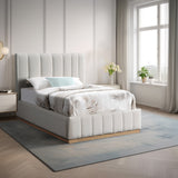 Lucia Cream Linen Textured Fabric Twin Bed LuciaCream-T Meridian Furniture