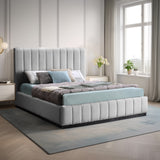 Lucia Grey Linen Textured Fabric King Bed LuciaGrey-K Meridian Furniture