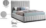 Lucia Grey Linen Textured Fabric Queen Bed LuciaGrey-Q Meridian Furniture