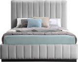 Lucia Grey Linen Textured Fabric Queen Bed LuciaGrey-Q Meridian Furniture