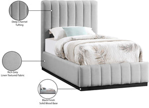 Lucia Grey Linen Textured Fabric Twin Bed LuciaGrey-T Meridian Furniture