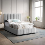 Lucia Grey Linen Textured Fabric Twin Bed LuciaGrey-T Meridian Furniture