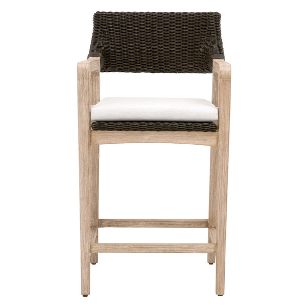 Essentials for Living Lucia Counter Stool Z-T0833 Medium Black Rattan, Performance White Speckle, Natural Gray Mahogany