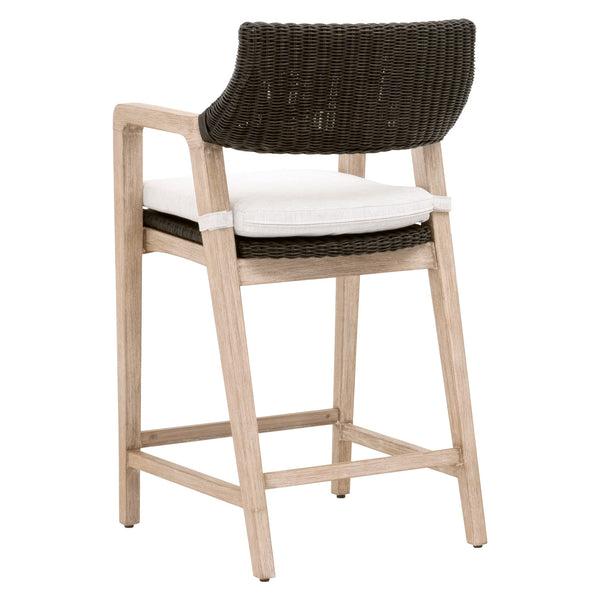 Lucia Counter Stool – Stylish Wicker & Upholstered Design for Kitchen or Bar with Solid Mahogany Frame