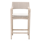 Essentials for Living Lucia Outdoor Counter Stool 6810CS.PW/WHT/GT Pure White Synthetic Wicker, Performance White Speckle, Gray Teak