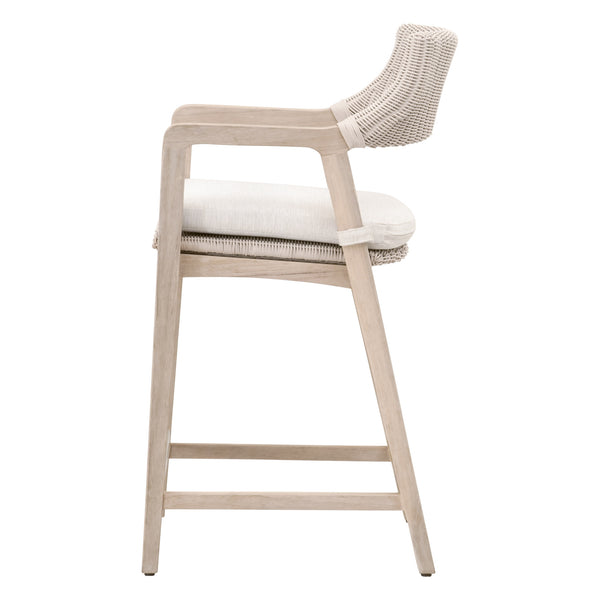 Essentials for Living Lucia Outdoor Counter Stool 6810CS.PW/WHT/GT Pure White Synthetic Wicker, Performance White Speckle, Gray Teak