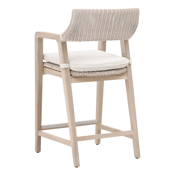 Essentials for Living Lucia Outdoor Counter Stool 6810CS.PW/WHT/GT Pure White Synthetic Wicker, Performance White Speckle, Gray Teak