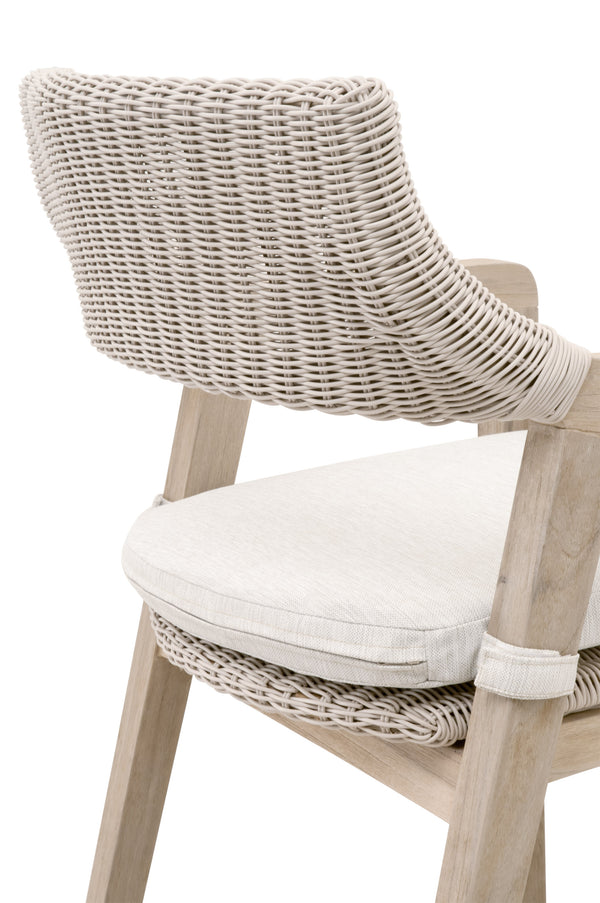 Essentials for Living Lucia Outdoor Counter Stool 6810CS.PW/WHT/GT Pure White Synthetic Wicker, Performance White Speckle, Gray Teak