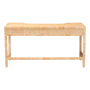 Bali & Pari Kalimantan Rattan Writing Desk Handcrafted Mahogany Frame Three Drawers