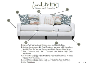 Fusion Hogan Cotton Loveseat - Off White, Luxe Living Collection With Plush Cushions & Contrast Pillows Off White Ws ,73% Polypropylene 27% Polyester 7005-01 Hogan Cotton Loveseat