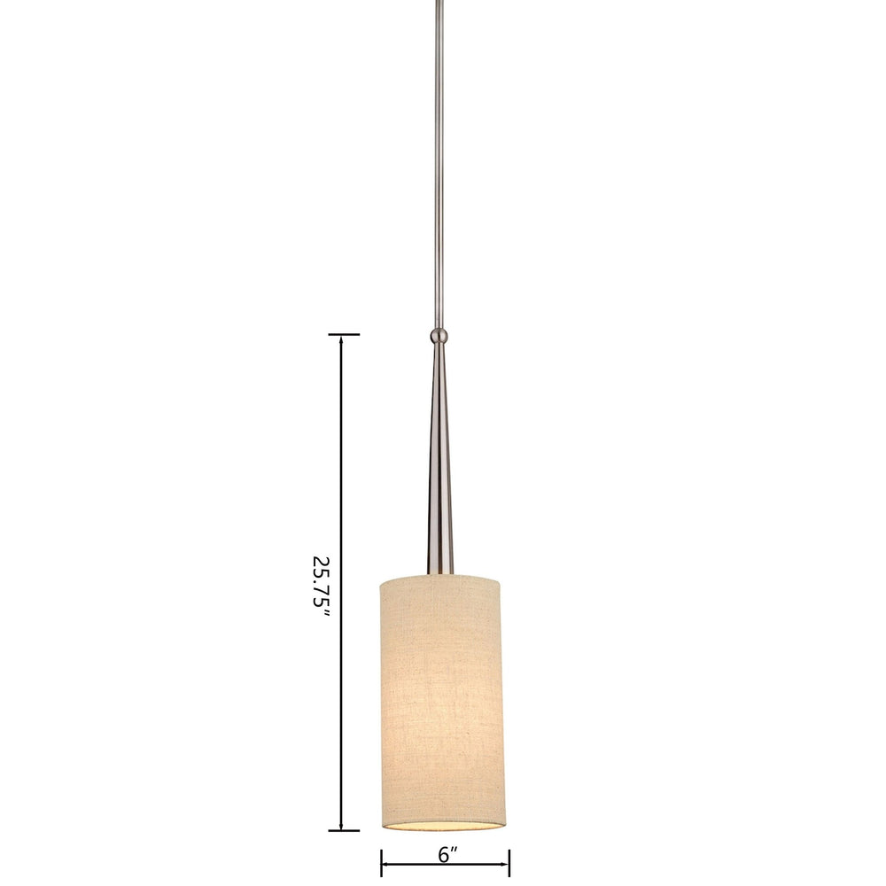 Thomas Lighting Allure Brushed Nickel Mini Pendant Fabric Drum Shade Torch Handle Ambient Glow M251878