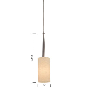 Thomas Lighting Allure Brushed Nickel Mini Pendant Fabric Drum Shade Torch Handle Ambient Glow M251878