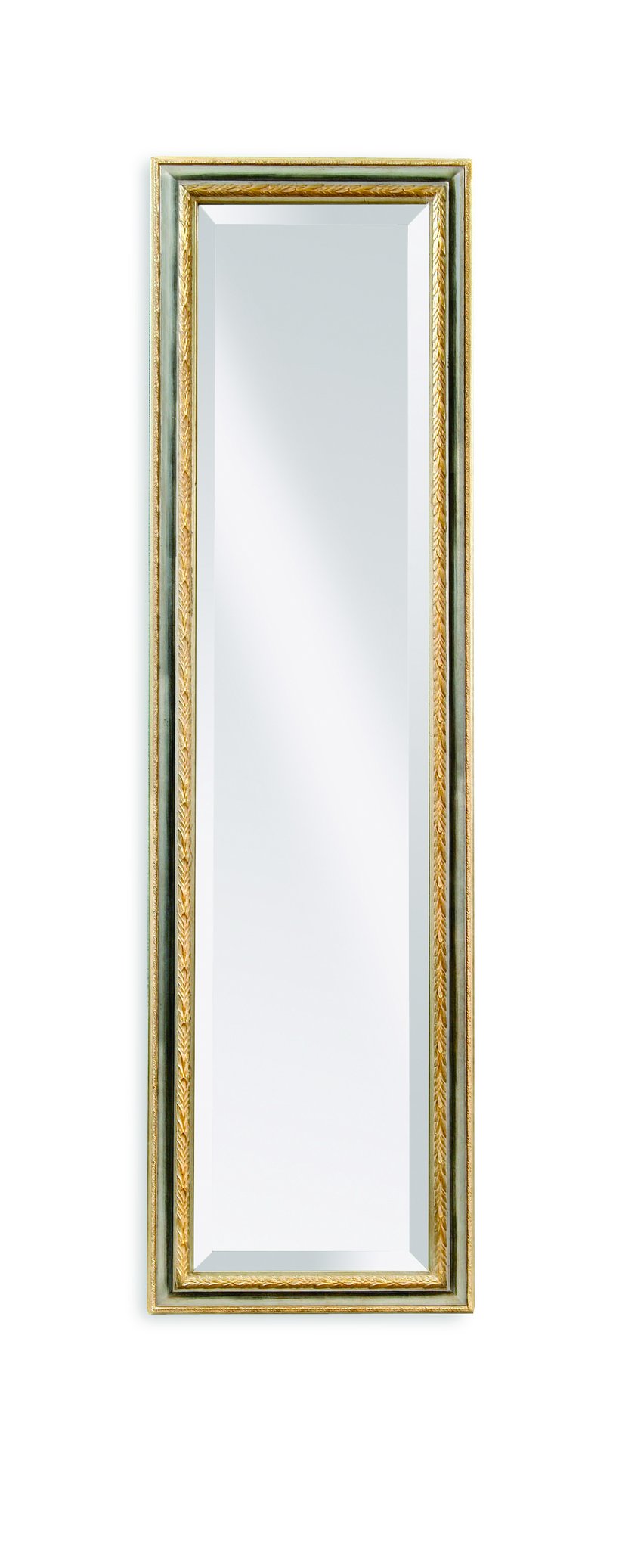 Basset Mirror Regis Cheval Mirror - Gold Leaf Finish With Beveled Glass & Laurel Wreath For Elegant Décor Silver Pine Wood M2639b