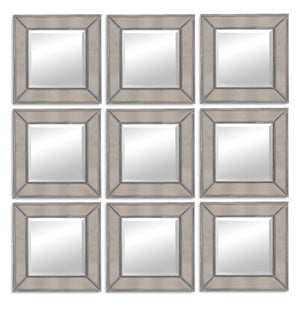 Basset Mirror Beaded Square Wall Mirror - Elegant Silver Leaf Beading For Timeless Home Decor & Stylish Spaces Silver Wood ,Glass M3592b