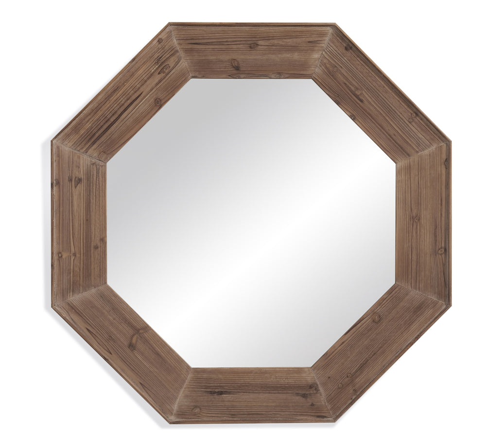 Basset Mirror Granby Wall Mirror - Coastal-inspired Octagon Frame With Weathered Driftwood For Rustic Charm Brown Fir Wood,Wood Composite M3595
