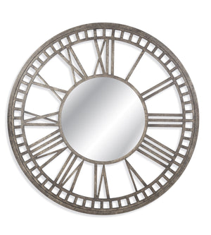 Basset Mirror Elgar Round Wall Mirror With Clock Face Design – Stylish Matte Grey Finish For Modern Decor Elegance Bronze  M3704