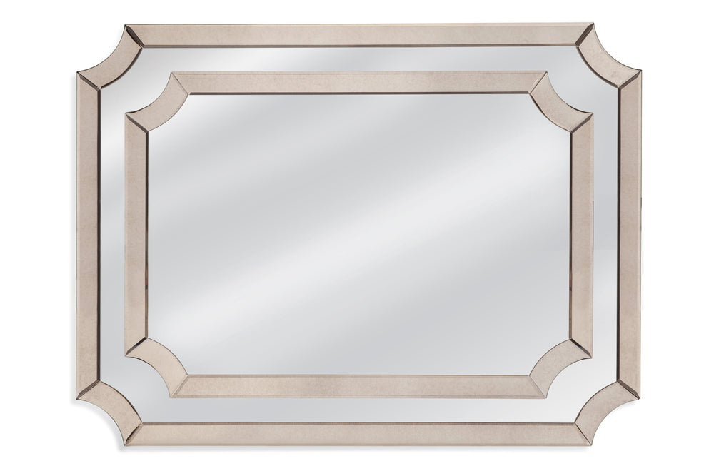 Basset Mirror Jules Wall Mirror - Elegant All-glass Design With Antique Border For A Timeless Home Aesthetic Silver Wood Composite M4065