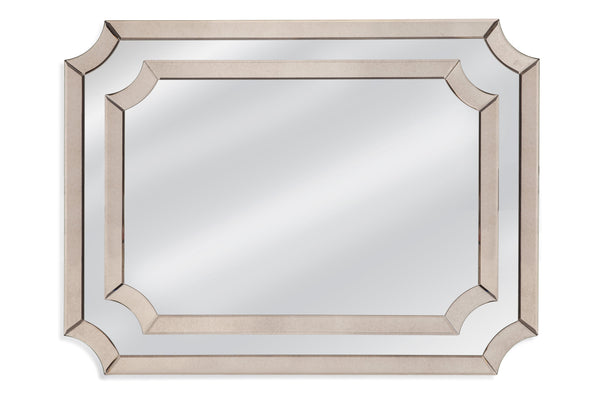 Basset Mirror Jules Wall Mirror - Elegant All-glass Design With Antique Border For A Timeless Home Aesthetic Silver Wood Composite M4065