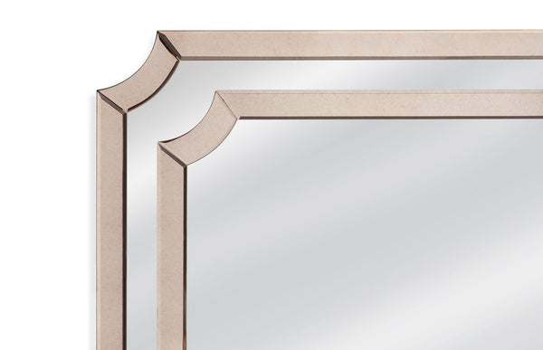 Basset Mirror Jules Wall Mirror - Elegant All-glass Design With Antique Border For A Timeless Home Aesthetic Silver Wood Composite M4065