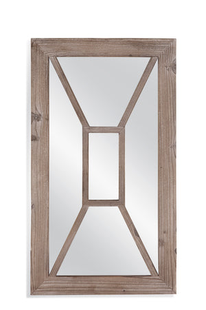 Basset Mirror Boca Wall Mirror - Coastal Elegance With Wire Brushed Solid Wood Frame And Weathered Finish Design Brown Wood,Mirror Glass M4126